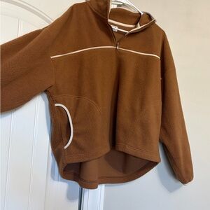 Cotton On Chestnut Brown Half-Zip Fleece with Cream Trim
